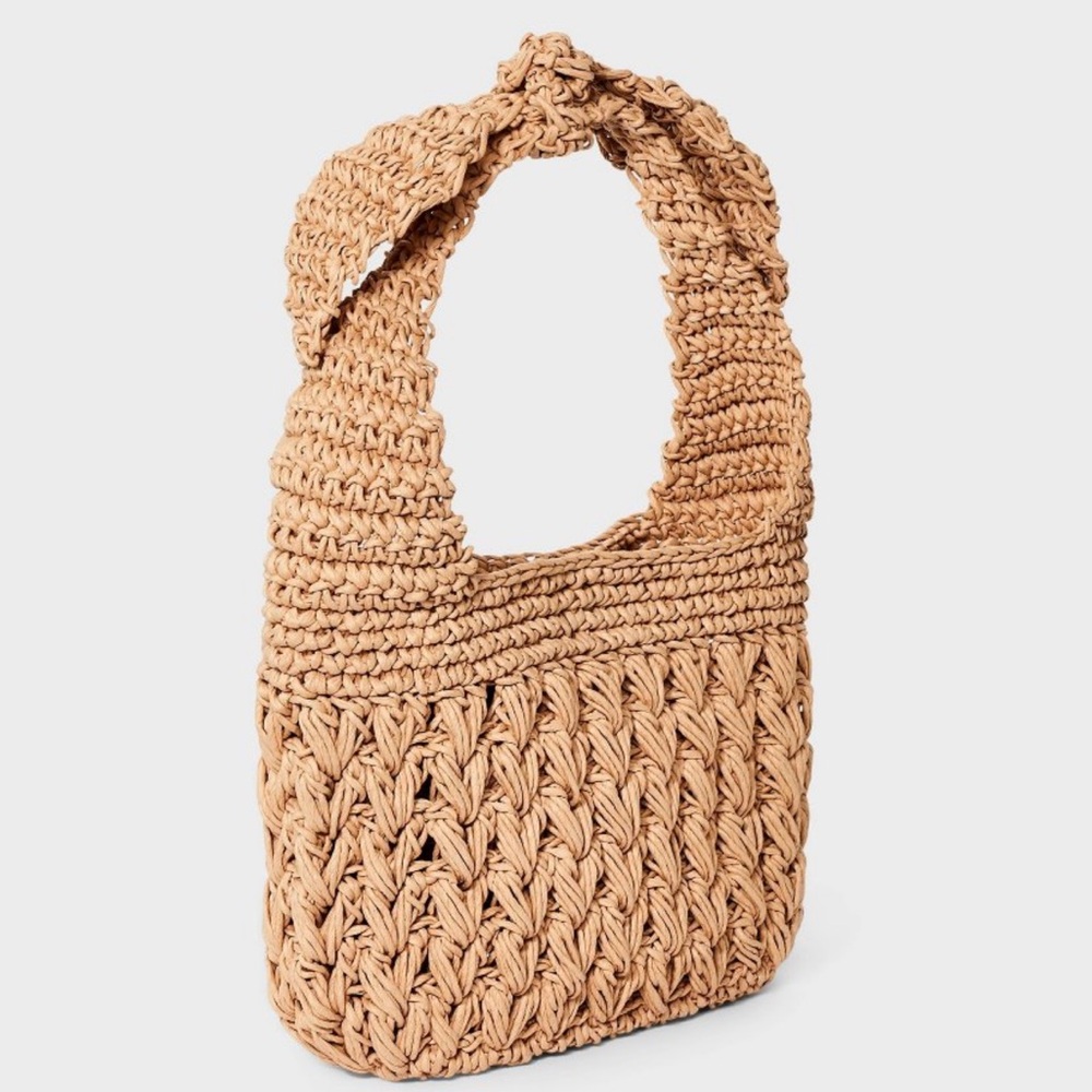 Tan shoulder Woven Handbag new